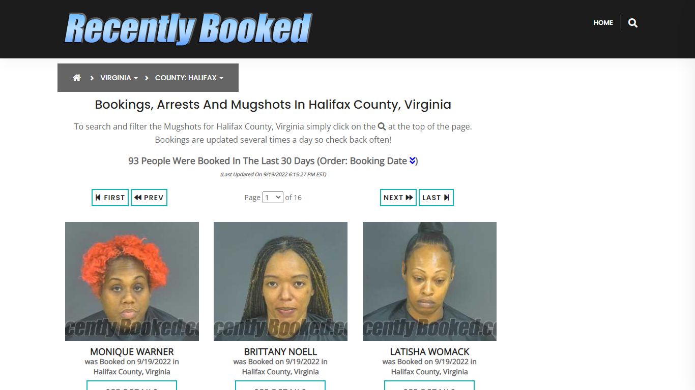 Recent bookings, Arrests, Mugshots in Halifax County, Virginia